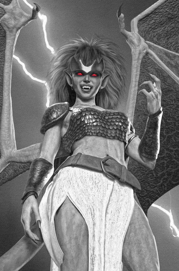Gargoyles: Demona #1 Cover V 1:10 Mark Spears Black & White Virgin Variant