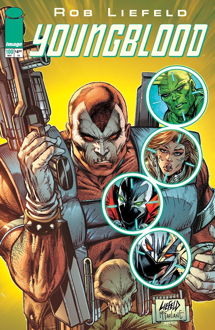 Youngblood Vol 6 #100 Cover O Variant Rob Liefeld & Todd McFarlane Homage Image Targets Cover