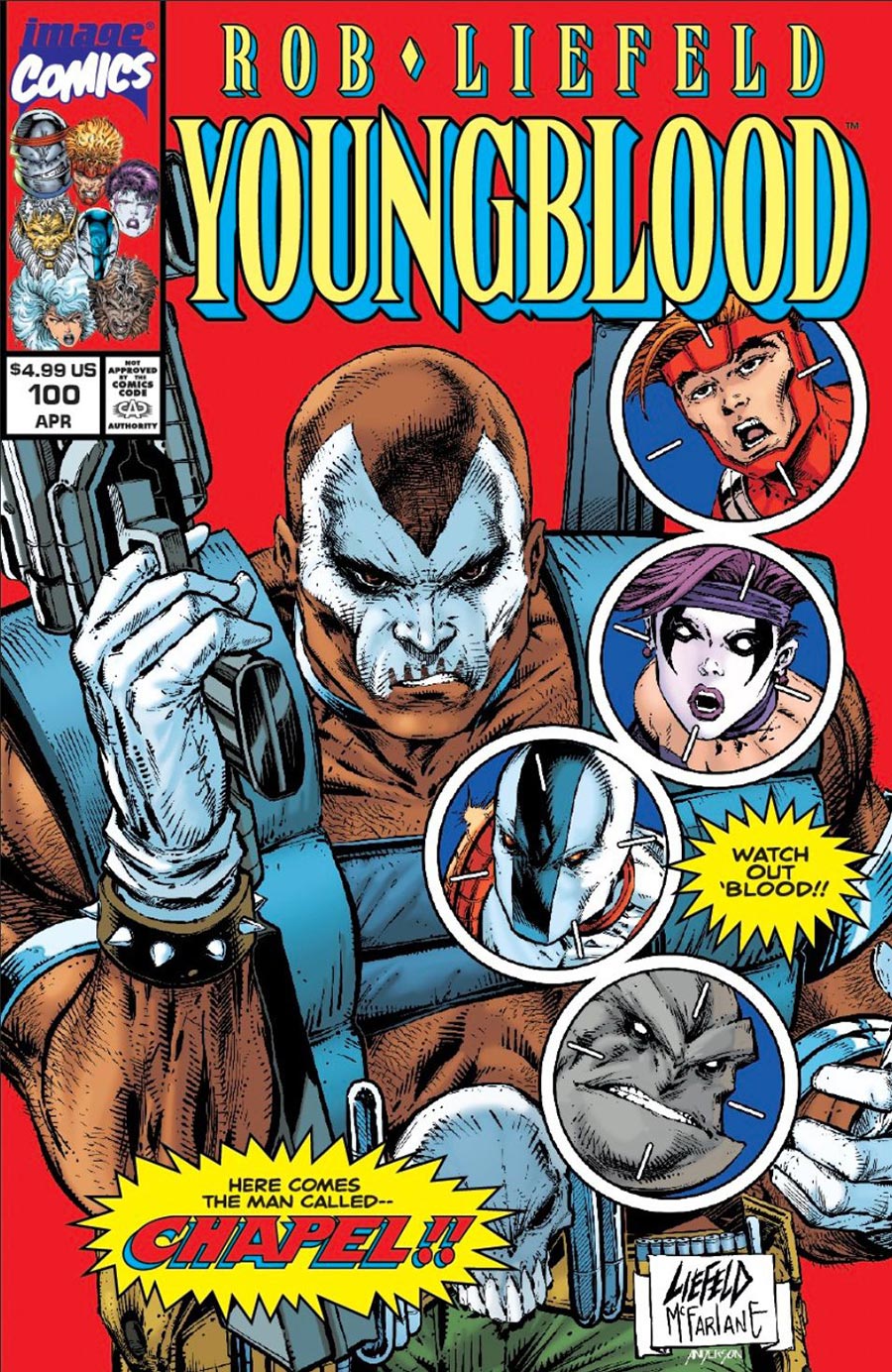 Youngblood Vol 6 #100 Cover G Variant Rob Liefeld & Todd McFarlane Retro Homage Red Cover