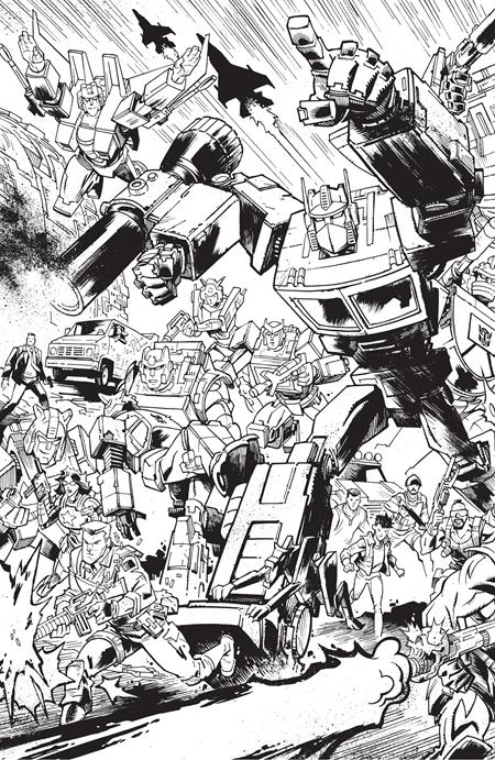 Transformers #9 Cover G Jason Howard Black & White EU Anniversary Connecting Virgin Variant